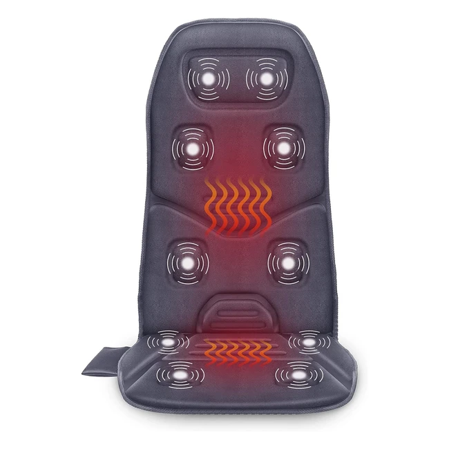 Cojín de Masaje con Calor - 10 Motores de Vibración - Almohadillas Calefactoras - Masajeador de Espalda