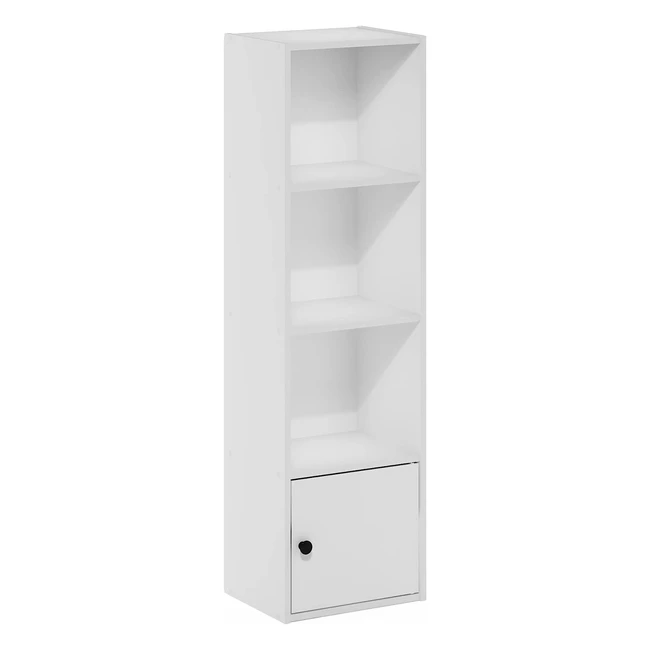 Bibliothèque Furinno Luder 4 étages avec porte de rangement blanc 4tier