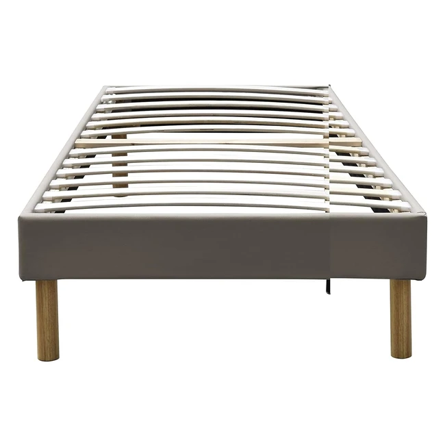 Lit Julien Gregory solide et confortable, sommier tapissier marron, pieds 20 cm, matelas 80x190