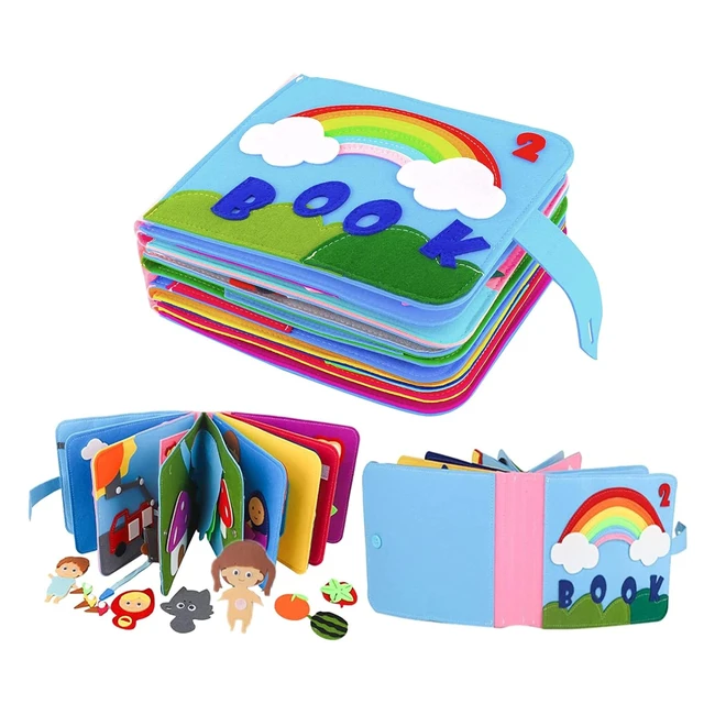 Libro silenzioso 3D in feltro per bambini - 16 temi educativi - Giocattolo sensoriale educativo