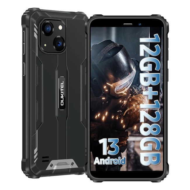 Oukitel WP32 Android 13 Outdoor Handy 12GB/128GB 1TB erweiterbar Rugged Smartphone ohne Vertrag 593 Zoll HD Baustellenhandy 20MP/5MP Kamera 4G Dual SIM/IP68/NFC/OTG/GPS/Face ID