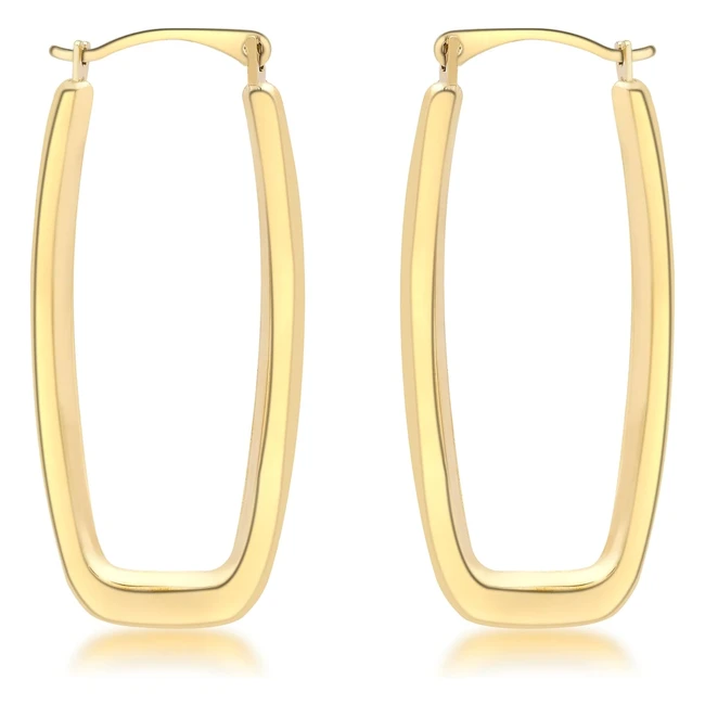 Carissima Gold 9ct Yellow Gold Rectangular Creole Earrings - Elegant Design, Free Delivery