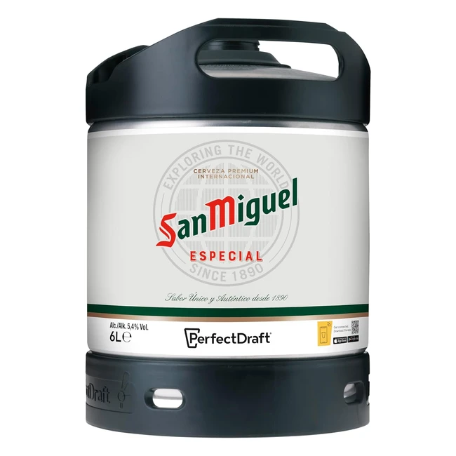 San Miguel Internationales Premium Lagerbier aus Spanien Perfect Draft 1 x 6l Mehrweg Fassbier