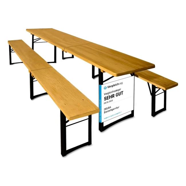 Holz Klapptisch und Bank Set - Outdoor Essmöbel Set - Robuste Konstruktion - Platzsparend