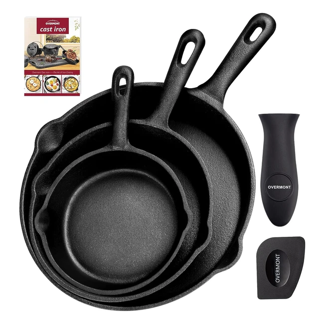 Padella in Ghisa Overmont - Alta Qualità - Manico Lungo - Versatile - Varie Dimensioni - Nero