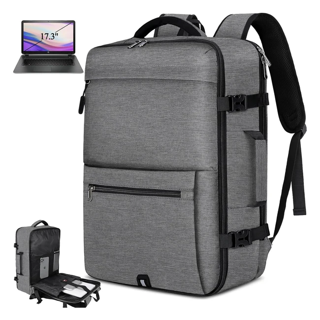 Sac à dos homme 40L pour ordinateur portable 17.3 pouces - imperméable - voyage travail gris