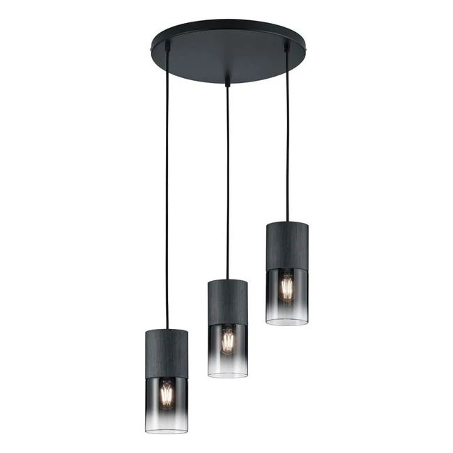 Lampadario sospensione Trio Leuchten Robin, Nero Opaco, 3 Luci, Ref. 12345, Design Moderno