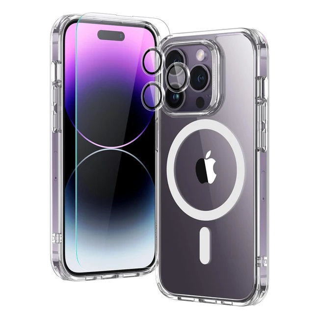 ESR Set avec Coque pour iPhone 14 Pro Max - Protecteur d'écran en Verre Trempé - Lentilles de Protection Militaire - Coque MagSafe Anti-rayures et Jaunissement - Série Classic Transparent