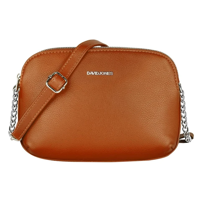 Bolso Bandolera Mujer David Jones - Multibolsillos, Cuero PU, Moda Viaje Ciudad - Camel Marrón