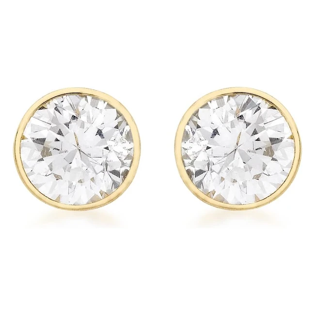 Carissima Gold Women's Yellow Gold Stud Earrings - 4mm Round CZ - Ref: CG-EAR-001