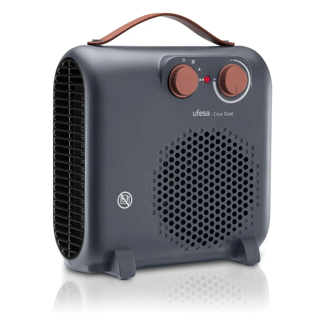 Calefactor Ufesa Crux Dual 2000W - 3 Niveles de Potencia - Termostato Regulable - Uso Plano y Vertical