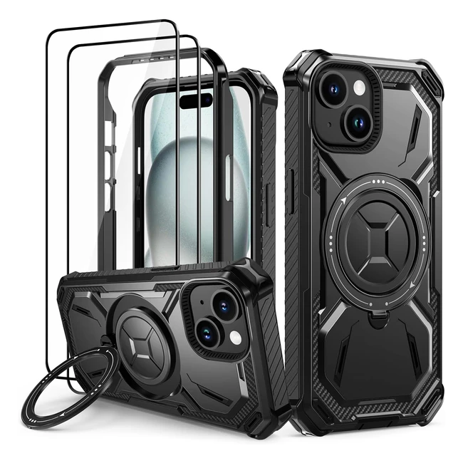 Coque iPhone 15 Plus Lanhiem avec verre trempé antichoc - Protection militaire renforcée