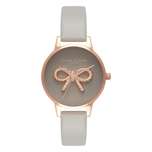 Olivia Burton Women's Quartz Watch with Grey Leather Strap - OB16VB04