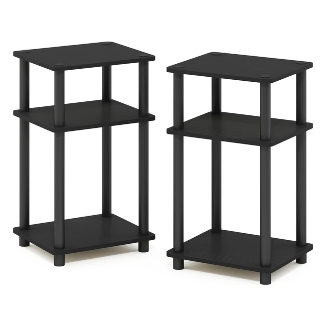 Furinno Just 3Tier Turnntube - Paquet de 2 Tables d'Appoint - 3 Niveaux - Noir Bois Americanoblack - 2pack