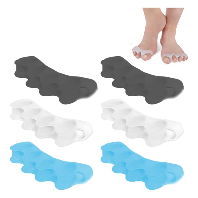 Separadores de Dedos de los Pies - Zoerbufan - 3 Pares - Silicona - Ajuste Ballet Yoga - Hombre y Mujer