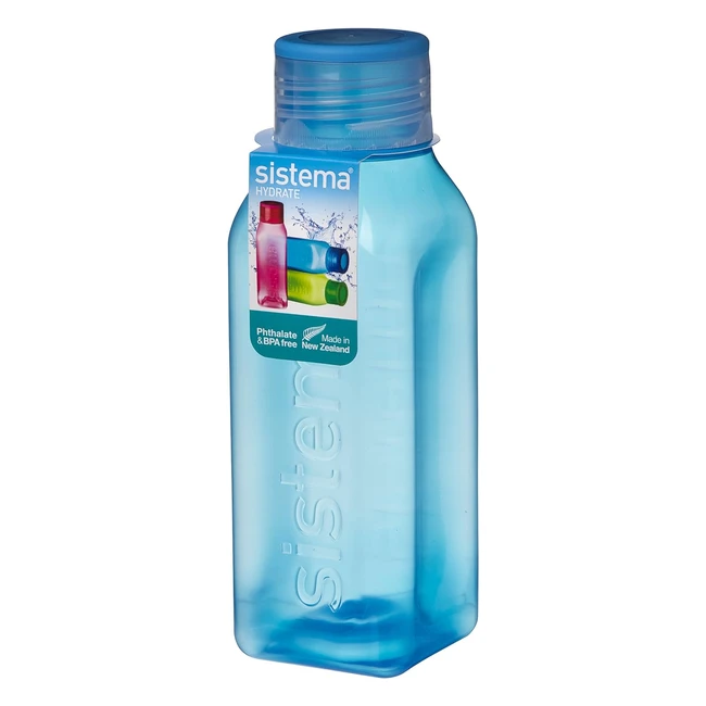Retro-Inspired Sistema Square Water Bottle - BPA Free - 475ml - Seal Tight Lid - Easy Grip Sides
