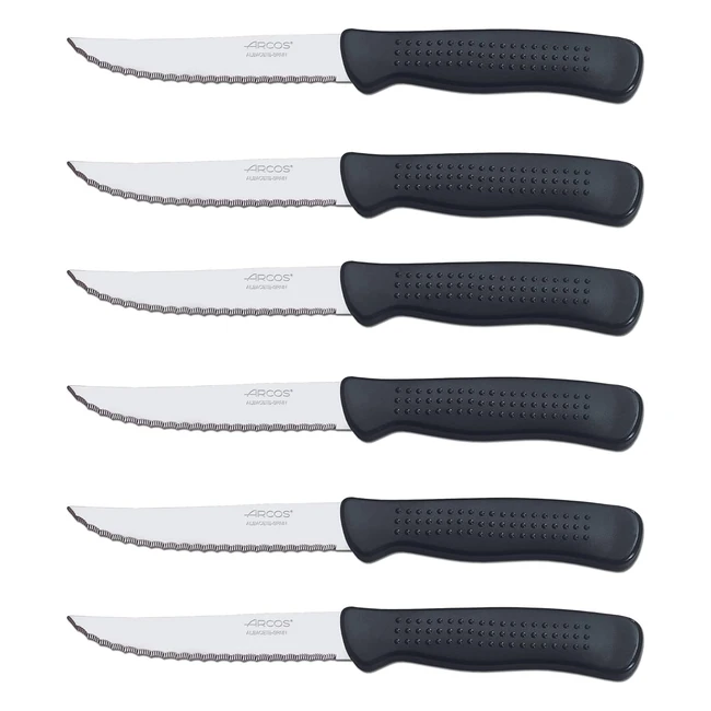 Arcos Tafelmesser Steakmesser, Klinge aus rostfreiem Edelstahl Nitrum, 110 mm, Griff aus Polypropylen, Schwarz