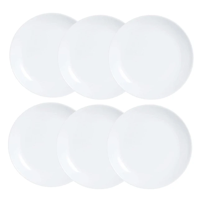Set di 6 piatti da dessert Luminarc Diwali, vetro opale extra resistente, 19 cm, bianco