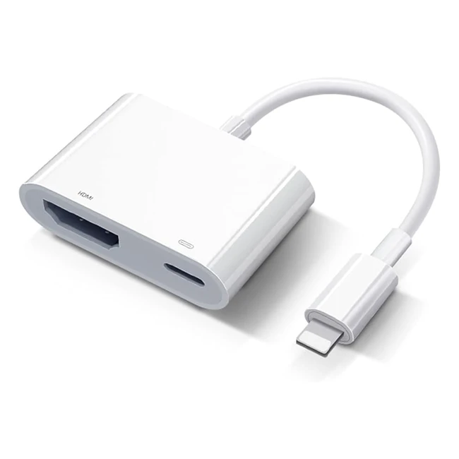 Adaptateur HDMI Lightning pour iPhone et iPad - Certifié Apple MFI - Connecteur Lightning - Compatible avec iPhone 14 13 12 11 - Câble HDMI pour TV