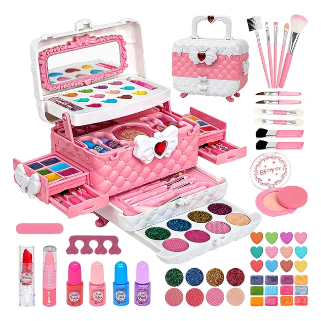 Juguetes de Maquillaje para Niñas - 55 pcs Lavable - Regalo de Princesa - 3 a 10 años