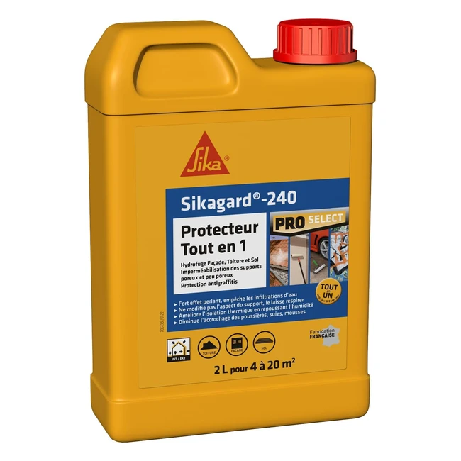 Sika Sikagard 240 - Protecteur tout-en-1 hydrofuge pour façade, mur, toiture et sol - Noir 2L