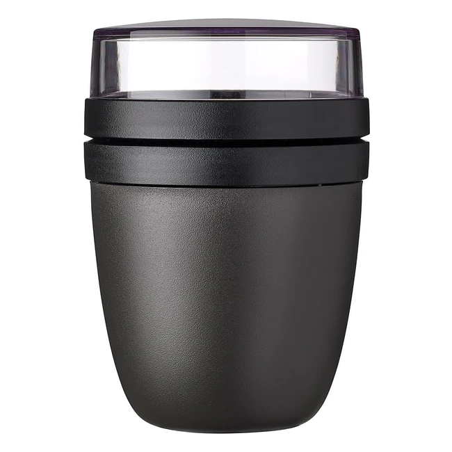 Pot Déjeuner Mepal Ellipse - Bol Muesli Pratique - Convient au Congélateur, Microondes et Lave-vaisselle - Nordic Black