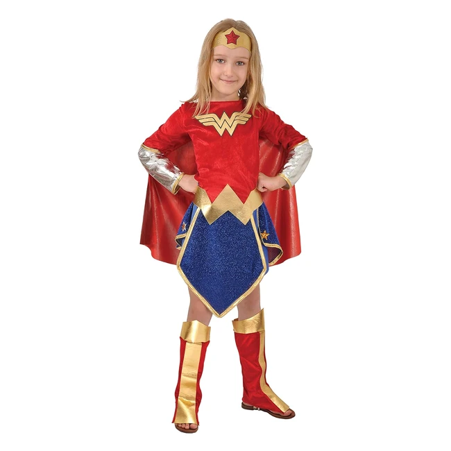 Costume Wonder Woman Bambina DC Comics Taglia 8-10 Anni Rosso/Blu 11677810 - Originale