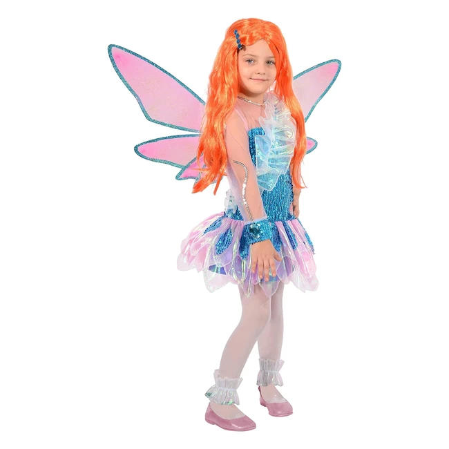Ciaobloom Tynix Costume Winx Club Bambina 79 Anni Blu Rosa 1123579 - Abito Ali Clip Gemme