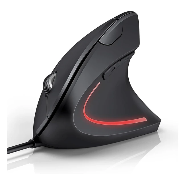 Ratón Vertical Tecknet Ergonómico 6400 DPI Cable USB 15m 6 Botones