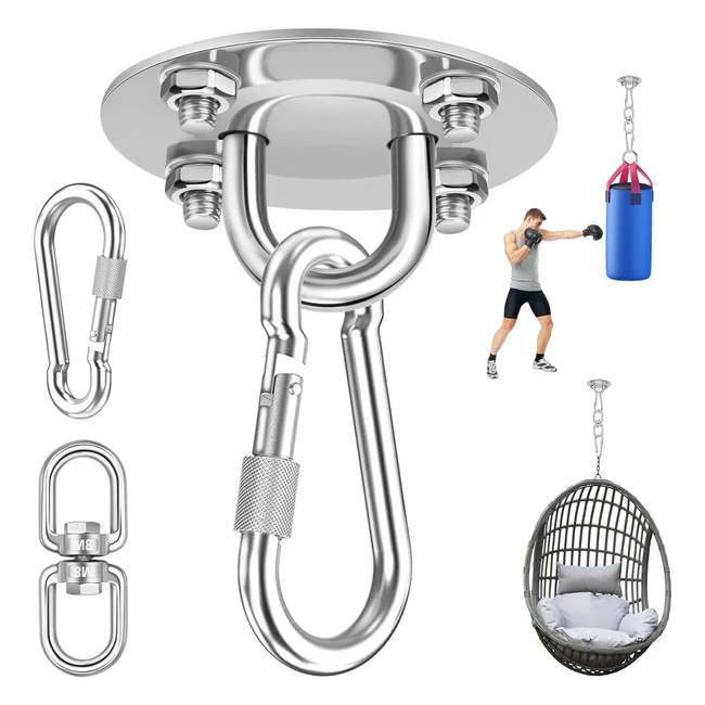 Gancho de Techo 360 Resistente Acero Inoxidable Juego Suspensión Saco Boxeo Silla Colgante Yoga 400kg