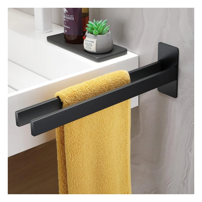Porta Salviette Bagno Adesivo Nero Opaco - Barra Doppia 39cm - Resistente e Antiruggine