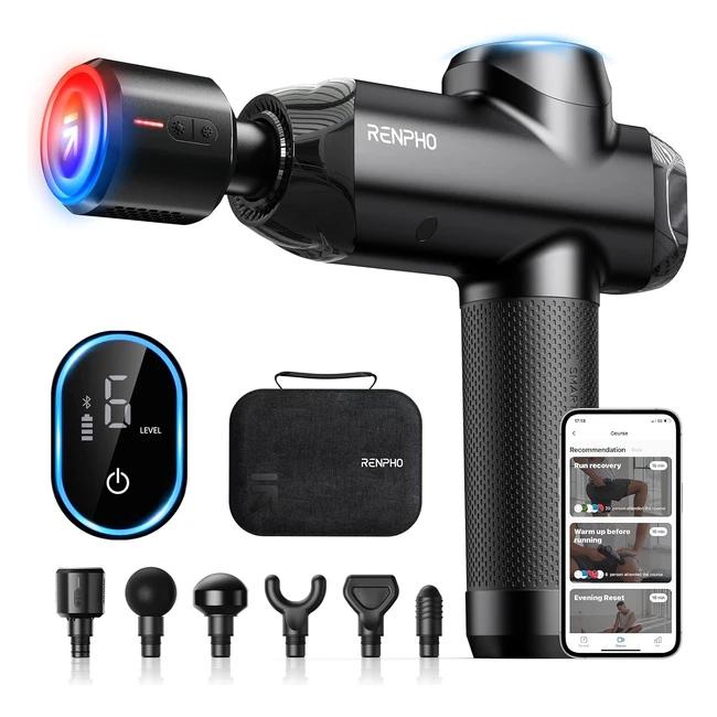 Pistola Masaje Renpho con Calor y Frio - Bluetooth - Relajacion Muscular