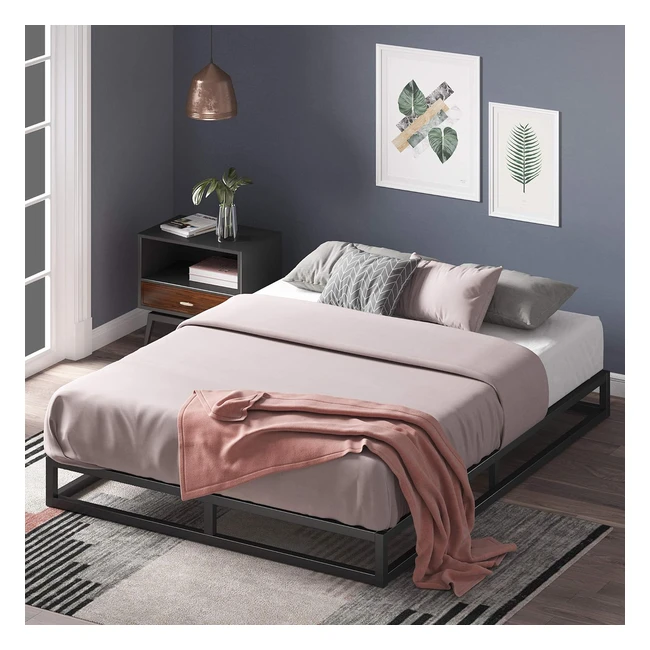 Zinus Joseph Metallrahmenbett 180x200cm Schwarz Stauraum Holzlattenunterstützung