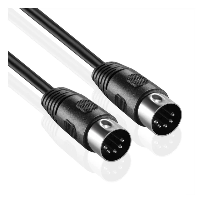 Cavo MIDI Getaria 5 Pin DIN Plug 5m Nero - Pianoforte Elettronico Tastiera MIDI Sintetizzatore