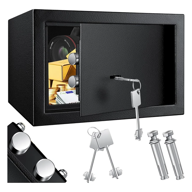 Kesser Wandtresor Bodentresor Doppelbartschloss 30x20x20 cm inkl. 2 Schlüssel Montageschrauben Schwarz