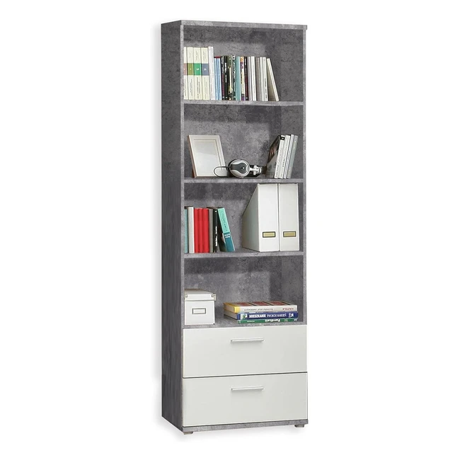 Forte Lupo Regal mit 2 Schubladen Betonoptik 348x602x1879 cm