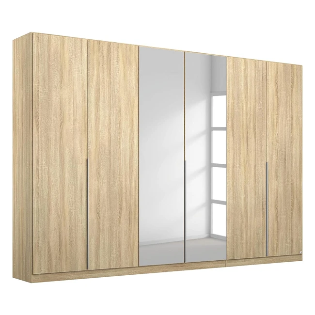 Rauch Möbel Alabama Schrank Kleiderschrank Eiche Sonoma mit Spiegel 6-trig inkl. Zubehörpaket Premium