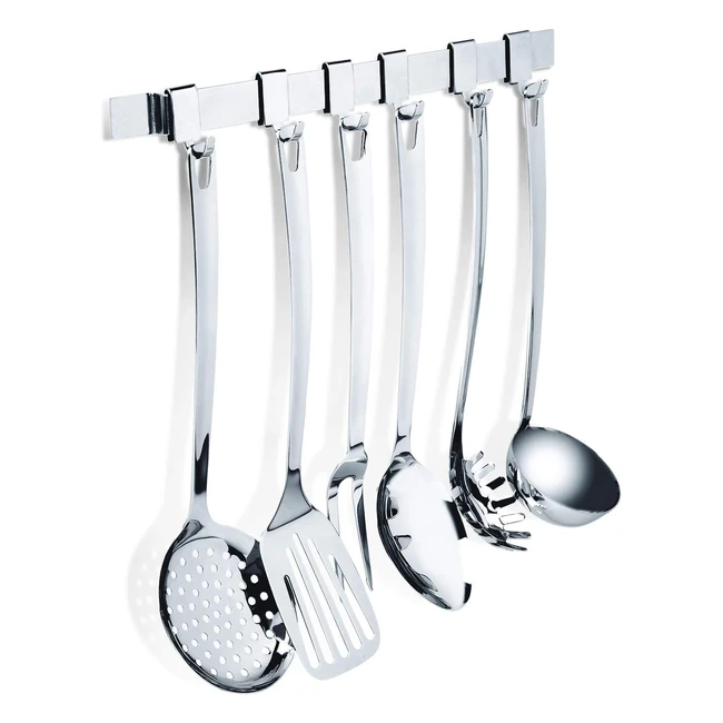 Ensemble d'ustensiles de cuisine Lagostina Grancucina en acier inoxydable 1810 - Louche, Écumoire, Spatule, Cuillère, Fourchette, Cuillère à spaghetti