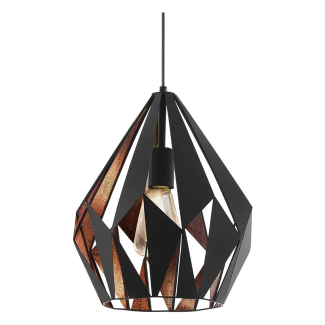 Lámpara Colgante Carlton Retro Acero Negro Cobre E27 - EGLO 110054