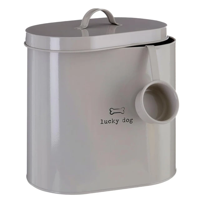 Premier Housewares Adore Pets Contenitore Cibo Lucky Dog 65L Metallo Naturale