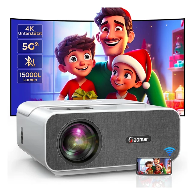 Beamer Full HD 1080p 15000 Lumen 4K Heimkino 5G WiFi Bluetooth Mini Beamer P2P Direktverbindung LED Video Beamer Outdoor