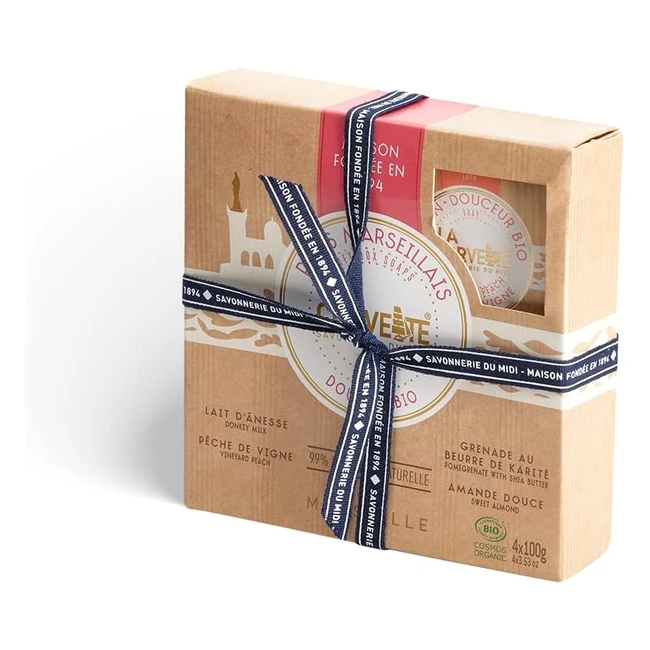 Coffret Cadeaux Corvette - Savonnettes Bio Marseille - Pêche Grenade Amande