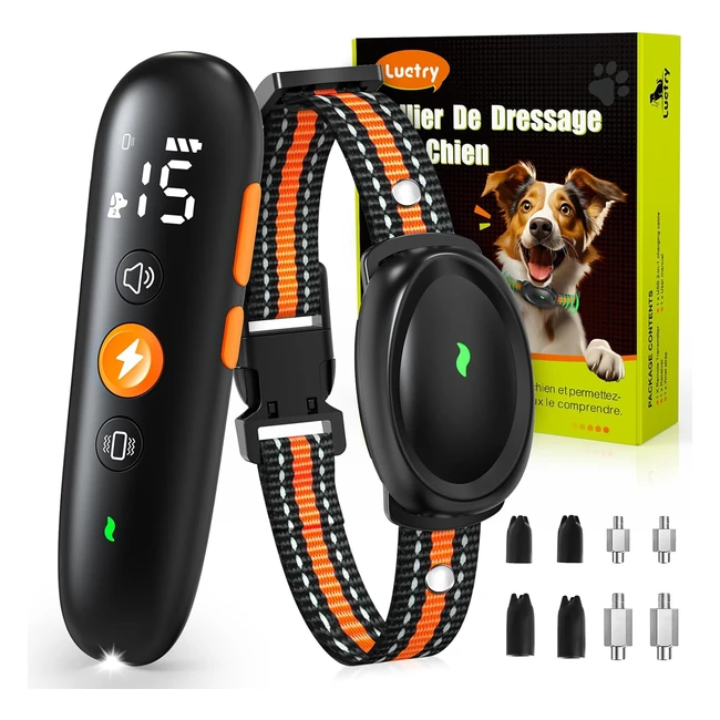 Collier Dressage Chien Luctry IPX7 Rechargeable 3 Modes Son Vibration Choc 1000m