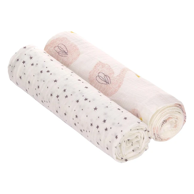 Lässig Baby Pañuelo de Gasa Heavenly Soft Swaddle 2 uds 120 x 120 cm Rosa Little Water Whale XL
