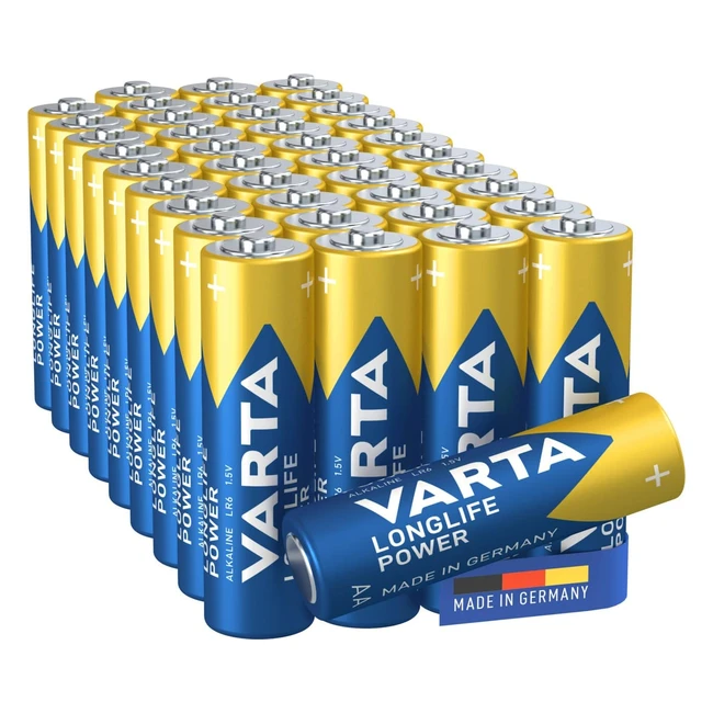 Varta Longlife Power AA - Caja de 40 Pilas - Gran Calidad - Fabricado en Alemania