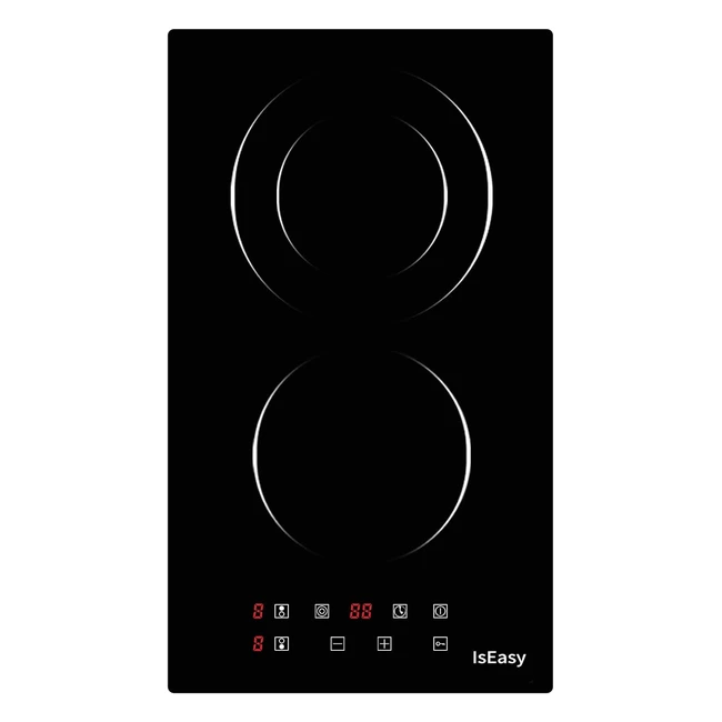 Domino Glaskeramikkochfeld iSEasy Doppel Glaskeramik Kochfeld 9 Leistungsstufen Kindersicherung Schwarz Timer