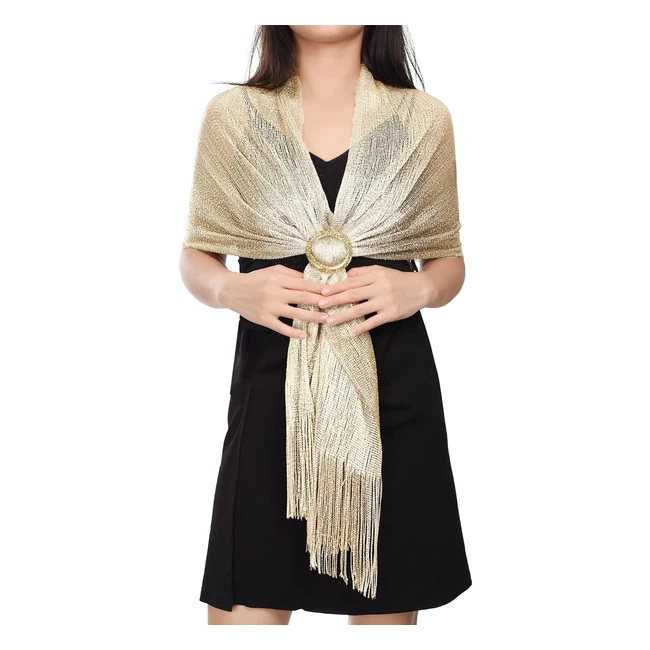 Châle Femme Mariage Doré - Heekpek - Réf.12345 - Écharpe Étole Wrap pour Soirée