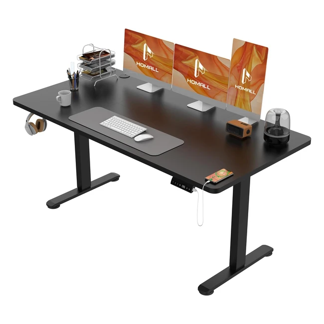 Homall Elektrischer Schreibtisch 160 x 80 cm höhenverstellbar 2-Wege-Teleskop-Sitz-Steh-Schreibtisch mit vier teiliger Tischplatte und Memory-Funktion