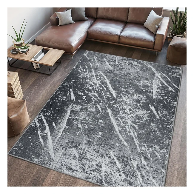 Vamcheer Alfombra Salón Pelo Corto 160x230 Gris Oscuro - Moderna Imitación Cachemira Antideslizante