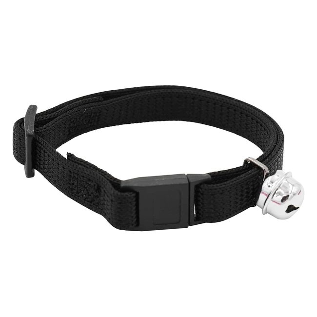 Collar para gato nylon negro AIME antiestrangulamiento ajustable 18-28 cm